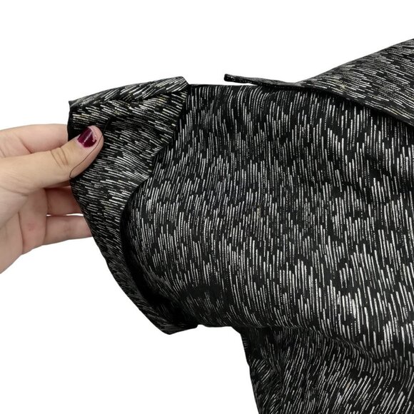 Vintage 50s Pinup Metallic Fit & Flare Dress Size S? Silver Black Party A-line - Picture 7 of 11